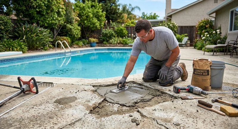 Concrete Pool Deck Repair in West Des Moines, IA